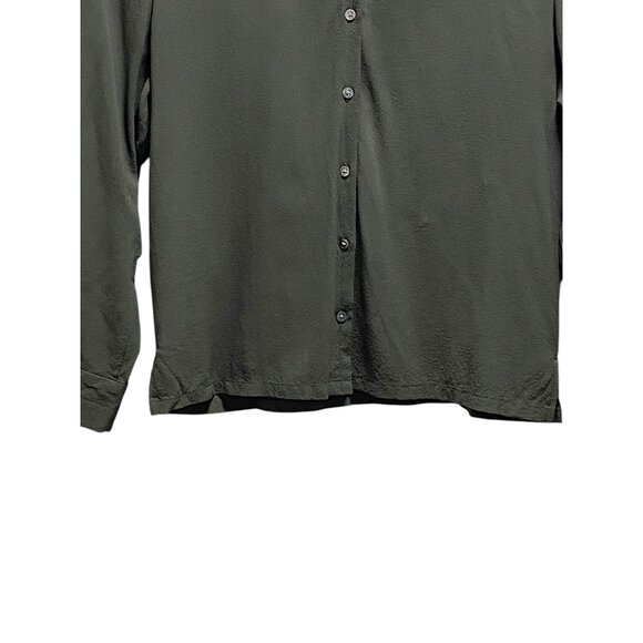Banana Republic Y2K Silk Button Down Crop Top Green Size S Minimalist Neutral - Picture 7 of 13